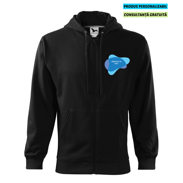 Malfini Hanorac Trendy Zipper Barbati Negru Personalizat