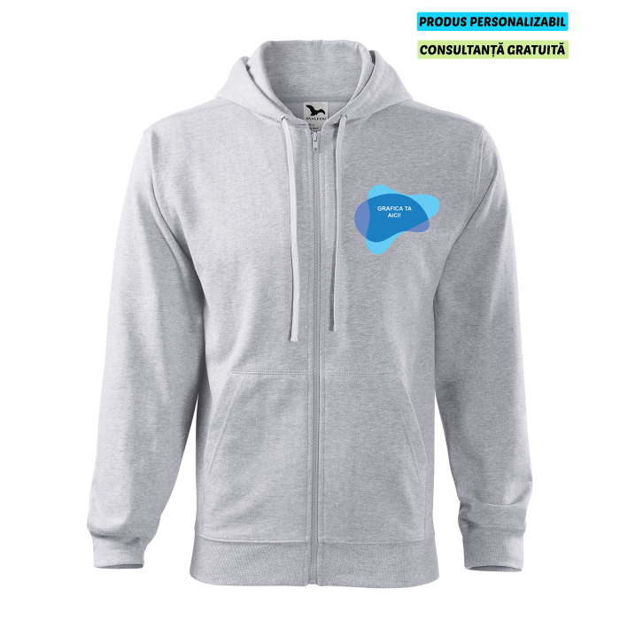 Malfini Hanorac Trendy Zipper Barbati Gri deschis Personalizat