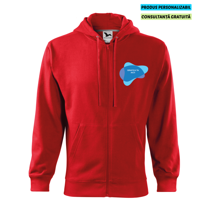 Malfini Hanorac Trendy Zipper Barbati Rosu Personalizat