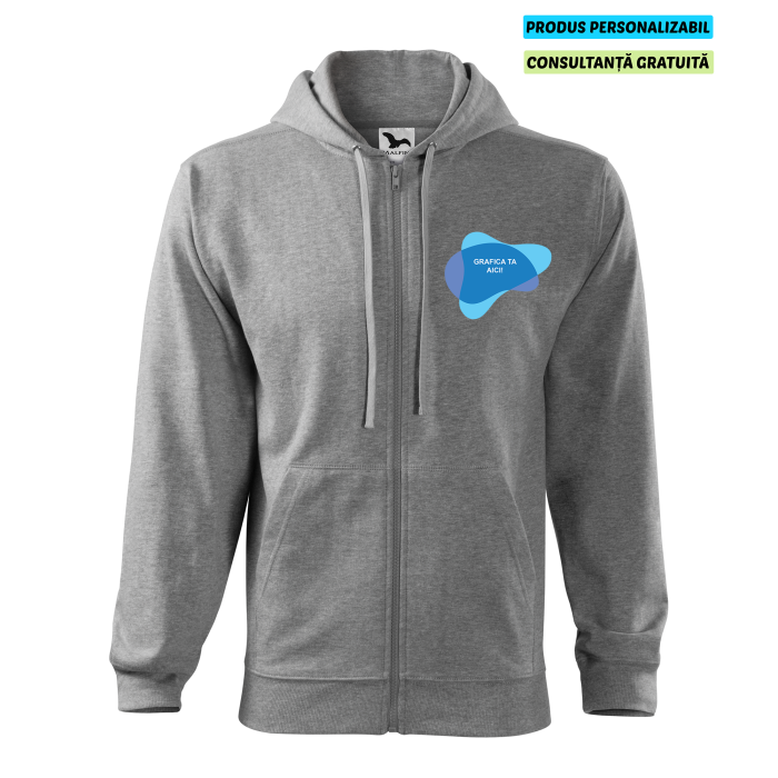 Malfini Hanorac Trendy Zipper Barbati Gri inchis Personalizat