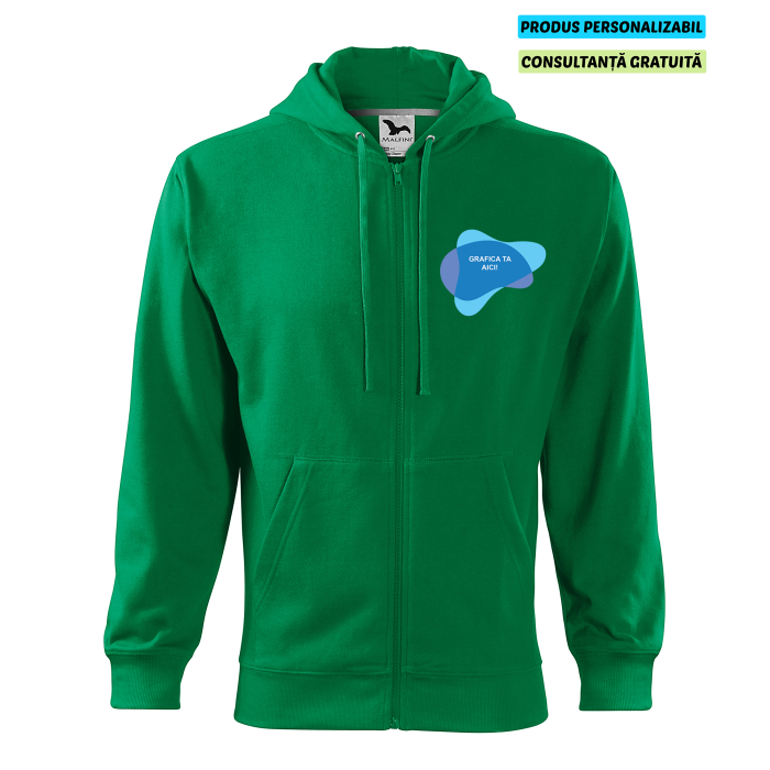 Malfini Hanorac Trendy Zipper Barbati Verde Personalizat