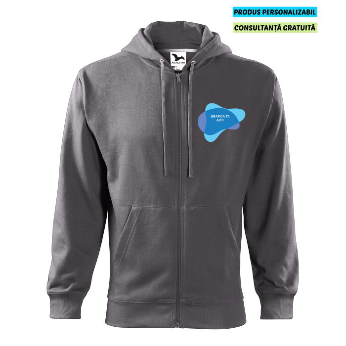 Malfini Hanorac Trendy Zipper Barbati Gri metalic Personalizat