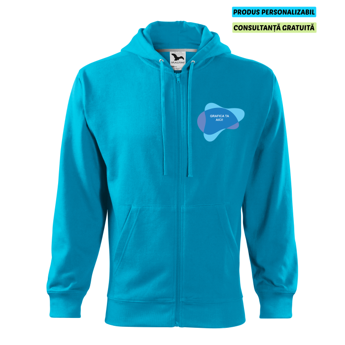 Malfini Hanorac Trendy Zipper Barbati Turcoaz Personalizat