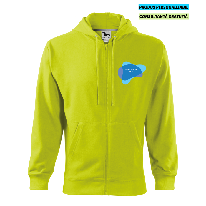 Malfini Hanorac Trendy Zipper Barbati Lime Personalizat