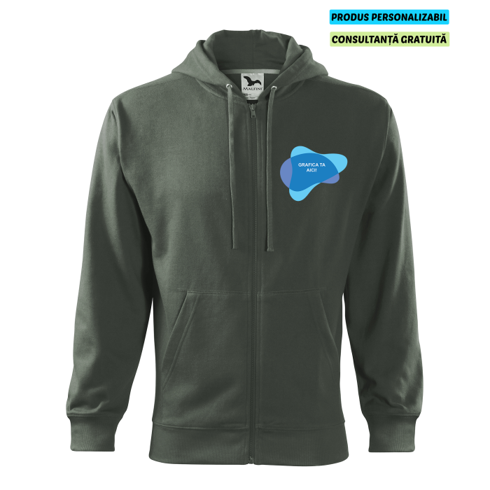 Malfini Hanorac Trendy Zipper Barbati Gri ardezie Personalizat