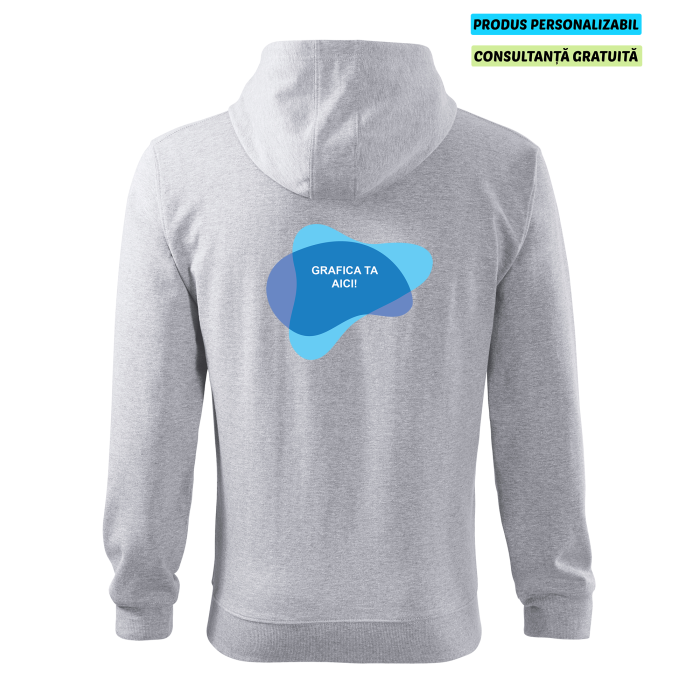 Malfini Hanorac Trendy Zipper Barbati Gri deschis Personalizat