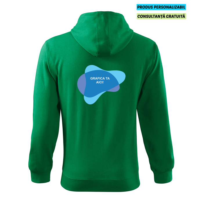 Malfini Hanorac Trendy Zipper Barbati Verde Personalizat