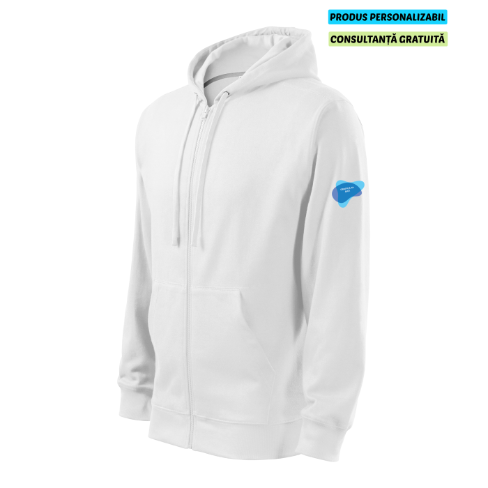Malfini Hanorac Trendy Zipper Barbati Alb Personalizat