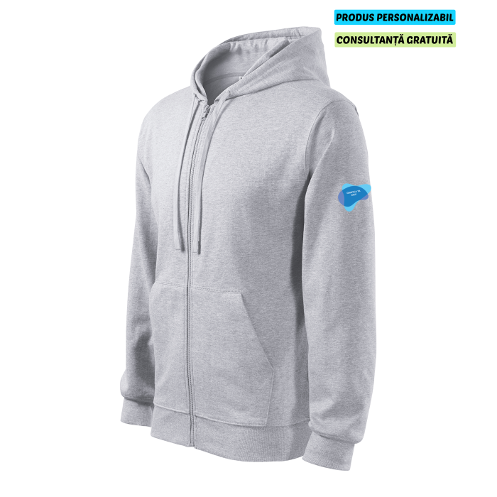 Malfini Hanorac Trendy Zipper Barbati Gri deschis Personalizat