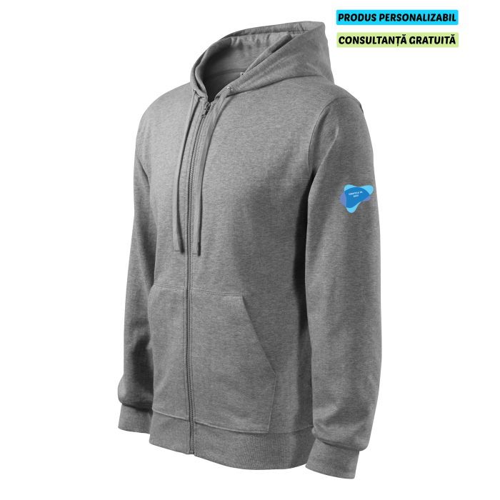 Malfini Hanorac Trendy Zipper Barbati Gri inchis Personalizat