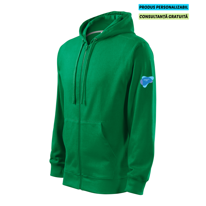 Malfini Hanorac Trendy Zipper Barbati Verde Personalizat