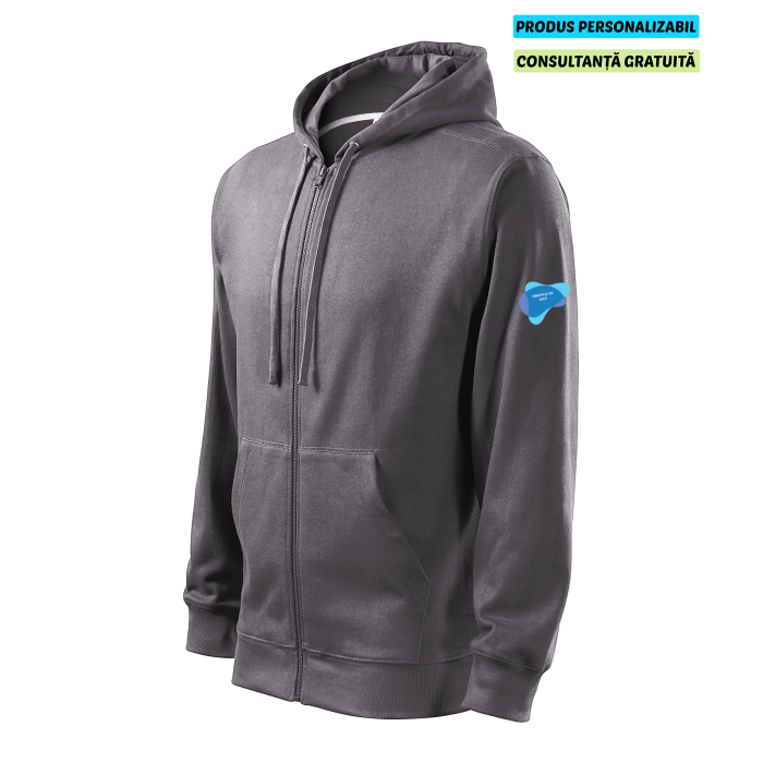 Malfini Hanorac Trendy Zipper Barbati Gri metalic Personalizat