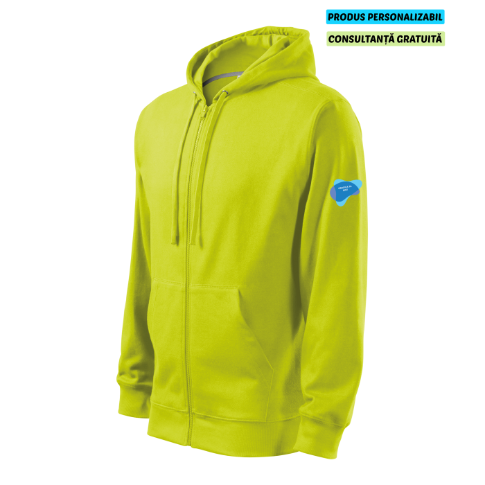 Malfini Hanorac Trendy Zipper Barbati Lime Personalizat