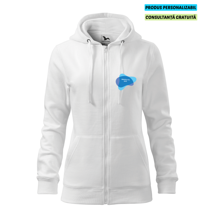 Malfini Hanorac Trendy Zipper Dama Alb Personalizat