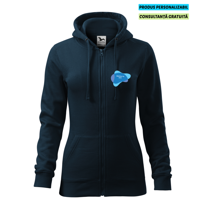Malfini Hanorac Trendy Zipper Dama Bleumarine Personalizat