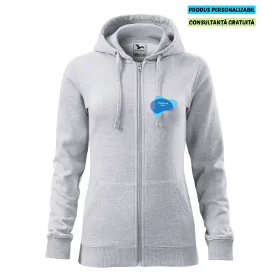 Malfini Hanorac Trendy Zipper Dama Gri deschis Personalizat