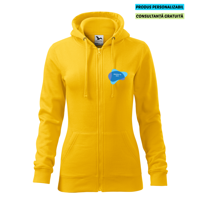 Malfini Hanorac Trendy Zipper Dama Galben Personalizat