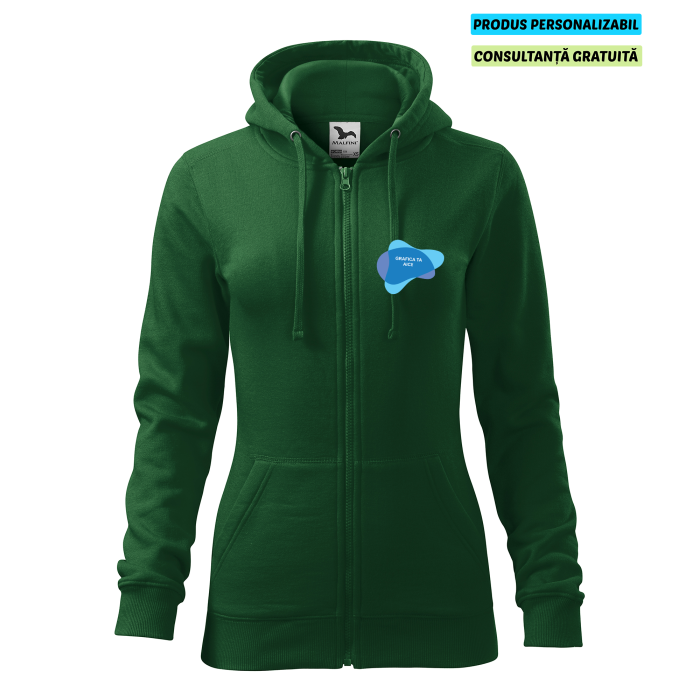 Malfini Hanorac Trendy Zipper Dama Verde inchis Personalizat