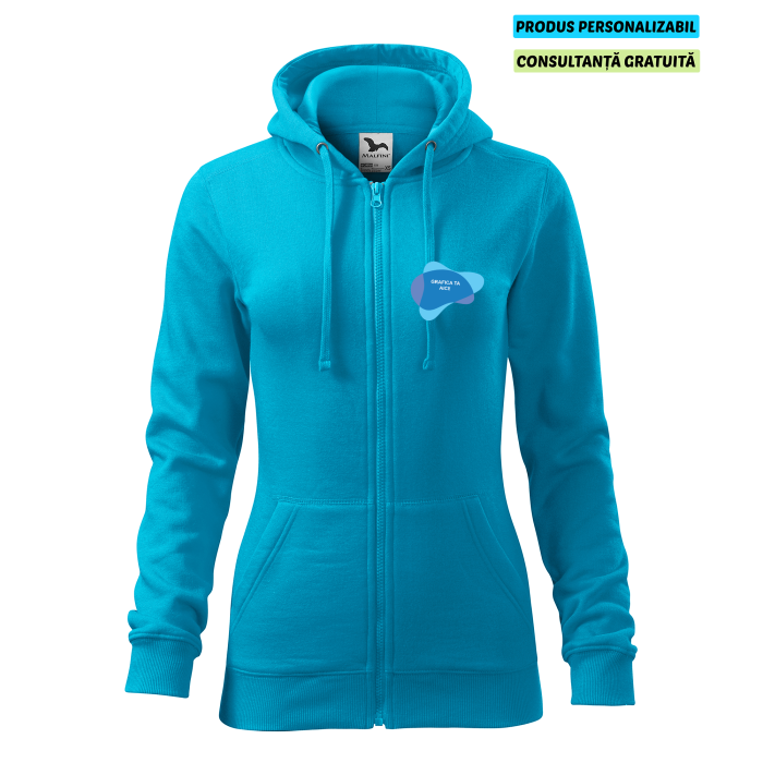 Malfini Hanorac Trendy Zipper Dama Turcoaz Personalizat Malfini Hanorac Trendy Zipper Dama Turcoaz Personalizat