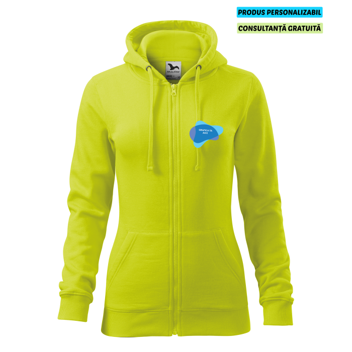 Malfini Hanorac Trendy Zipper Dama Lime Personalizat