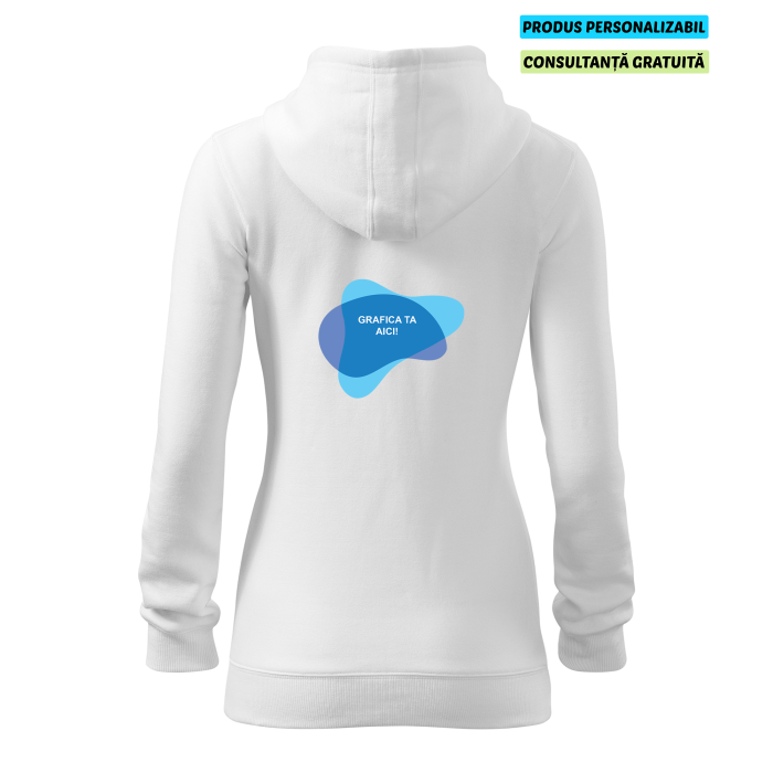 Malfini Hanorac Trendy Zipper Dama Alb Personalizat