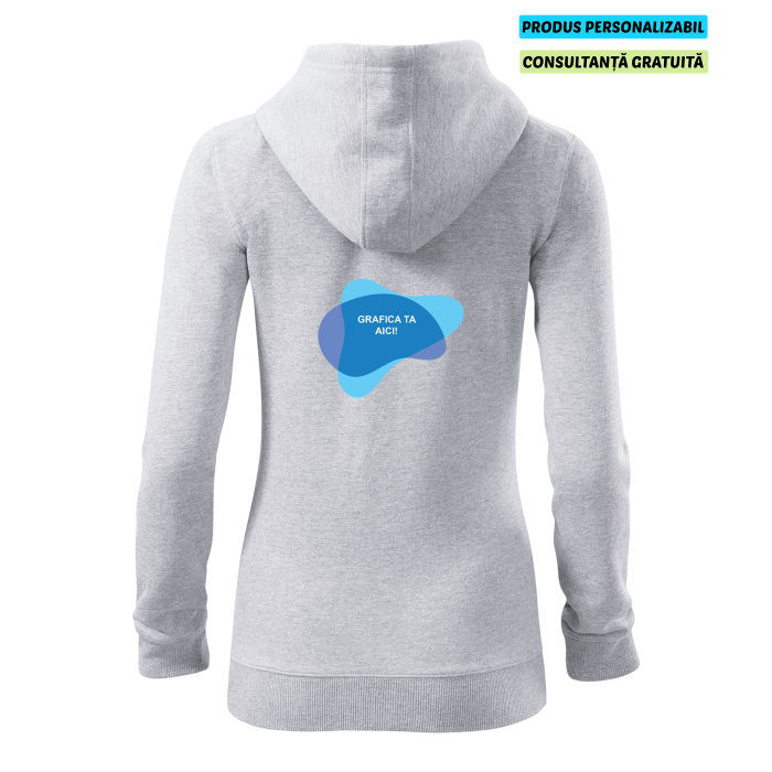 Malfini Hanorac Trendy Zipper Dama Gri deschis Personalizat