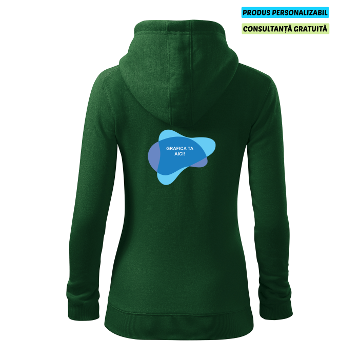 Malfini Hanorac Trendy Zipper Dama Verde inchis Personalizat