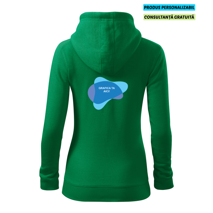 Malfini Hanorac Trendy Zipper Dama Verde Personalizat