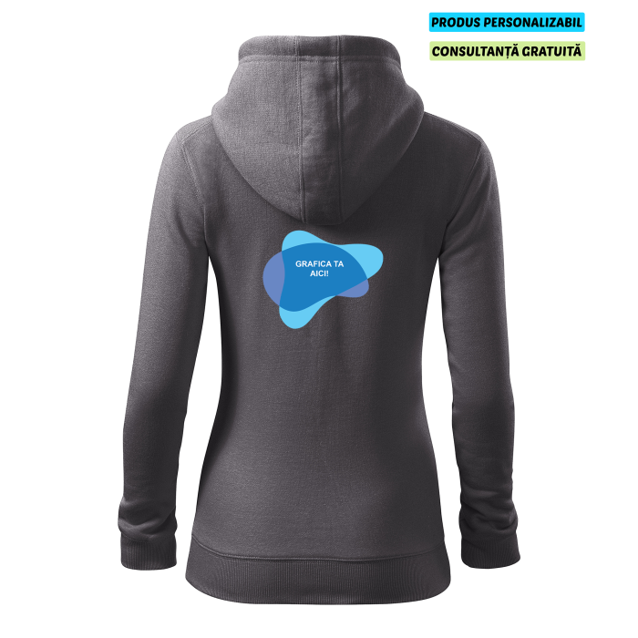 Malfini Hanorac Trendy Zipper Dama Gri metalic Personalizat