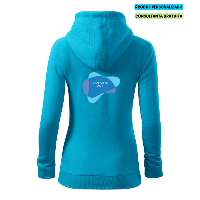 Malfini Hanorac Trendy Zipper Dama Turcoaz Personalizat Malfini Hanorac Trendy Zipper Dama Turcoaz Personalizat