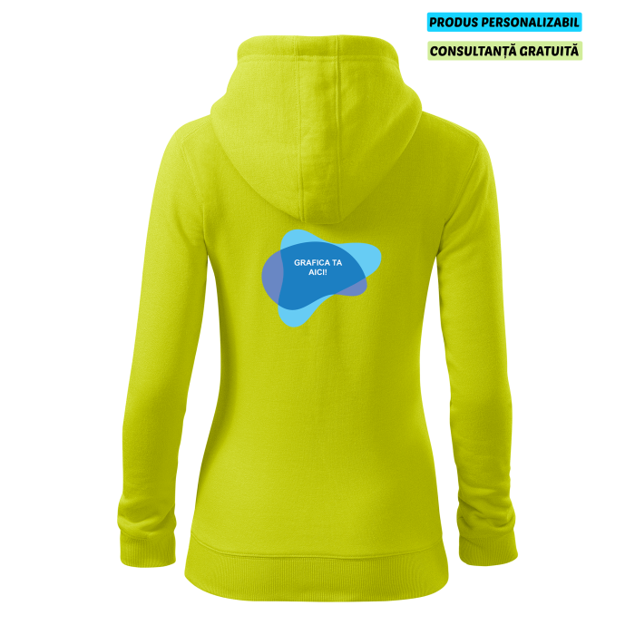 Malfini Hanorac Trendy Zipper Dama Lime Personalizat