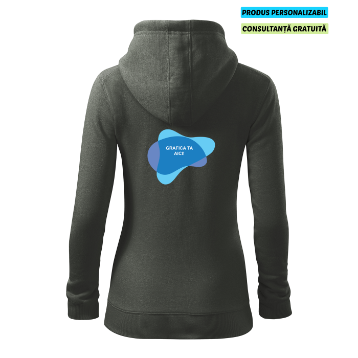 Malfini Hanorac Trendy Zipper Dama Gri ardezie Personalizat