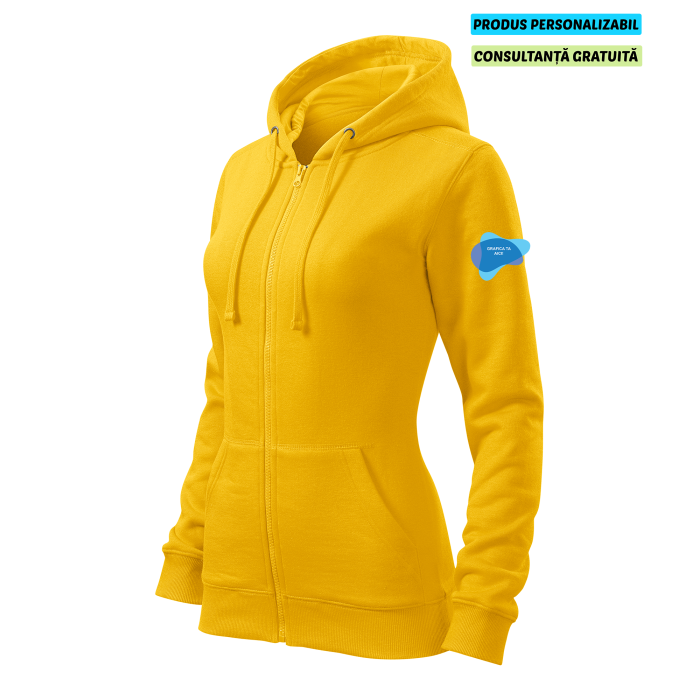 Malfini Hanorac Trendy Zipper Dama Galben Personalizat