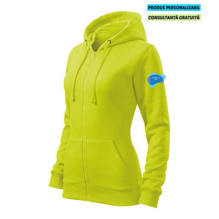 Malfini Hanorac Trendy Zipper Dama Lime Personalizat