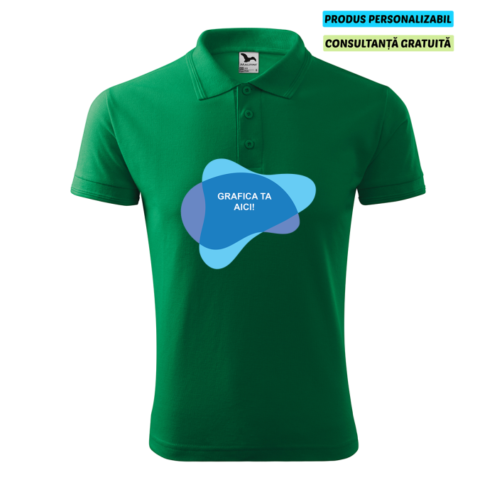 Malfini Tricou Polo Barbat Verde mediu Personalizat