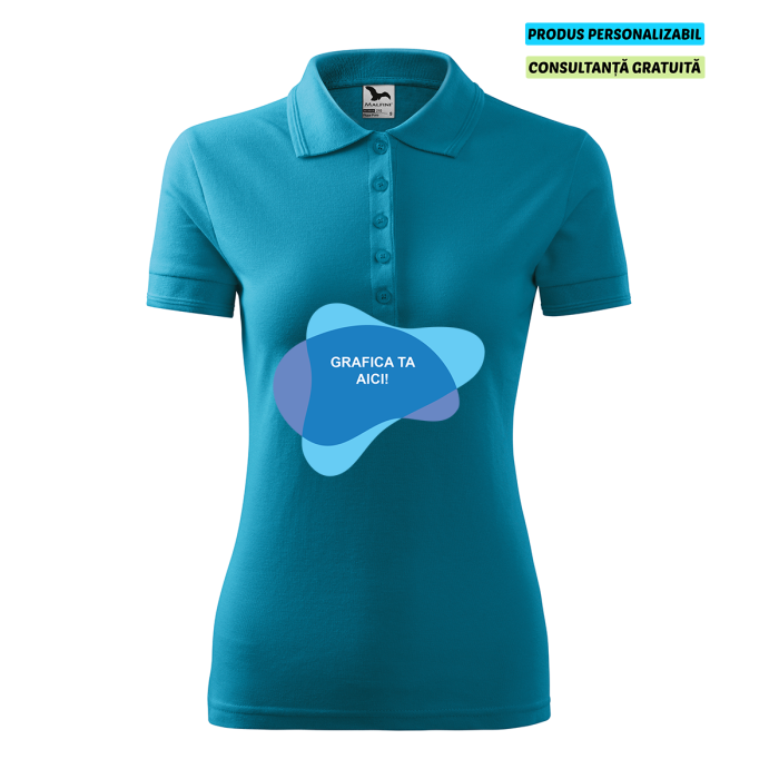 Malfini Tricou Polo Dama Turcoaz inchis Personalizat