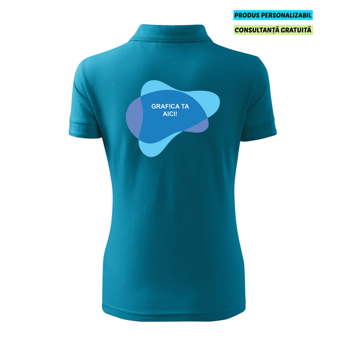 Malfini Tricou Polo Dama Turcoaz inchis Personalizat