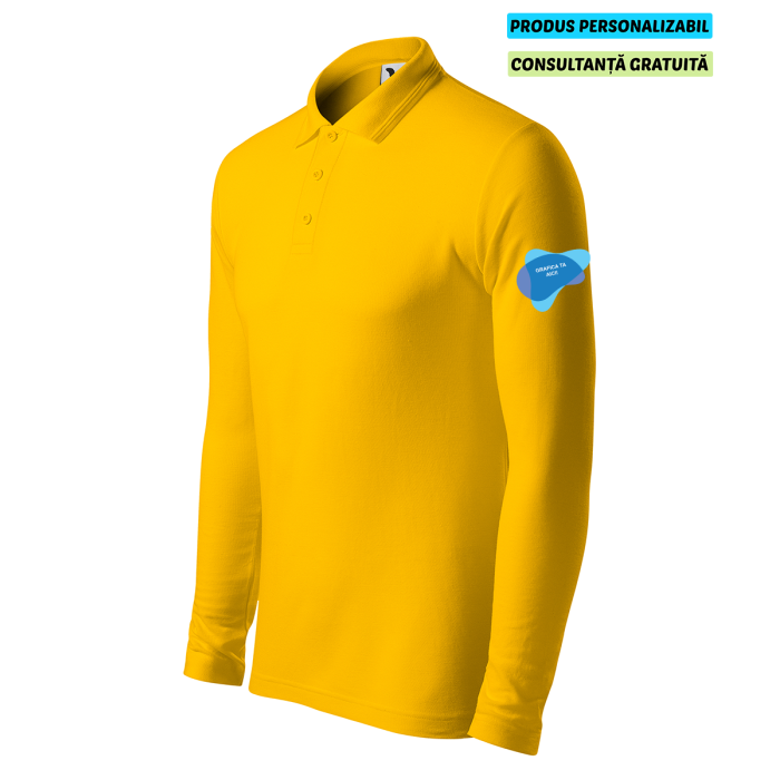 Malfini Tricou Polo Maneca lunga Barbat Galben Personalizat
