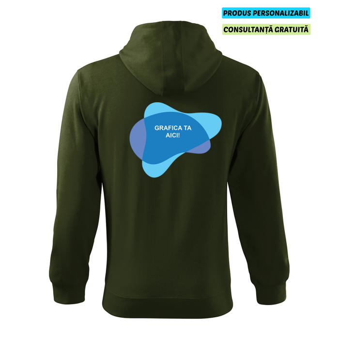 Malfini Hanorac Trendy Zipper Barbat Verde militar Personalizat Malfini Hanorac Trendy Zipper Barbat Verde militar Personalizat