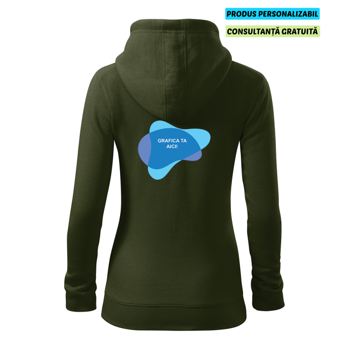 Malfini Hanorac Trendy Zipper Dama Verde militar Personalizat