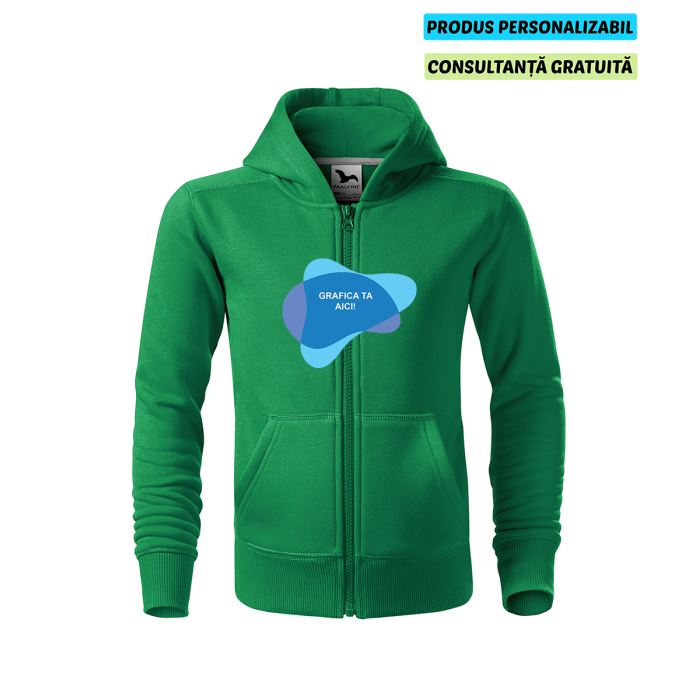 Malfini Hanorac cu fermoar Copii Verde Personalizat