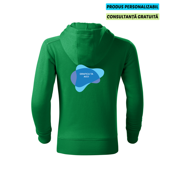 Malfini Hanorac cu fermoar Copii Verde Personalizat