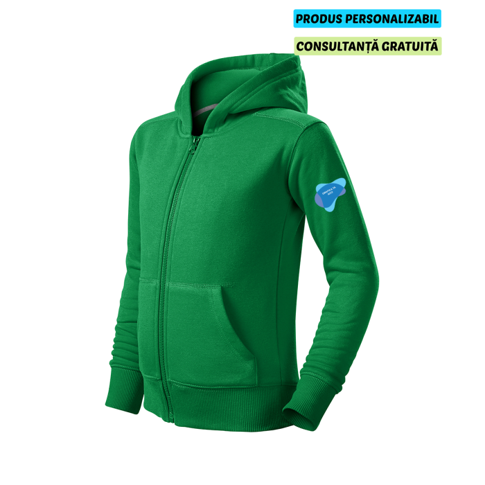 Malfini Hanorac cu fermoar Copii Verde Personalizat