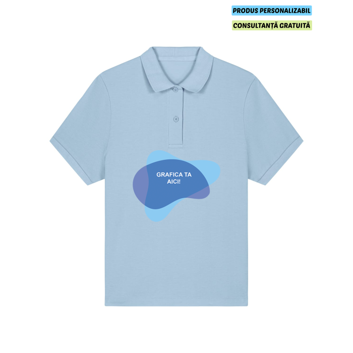 Tricou Polo Dama Coaster Sky blue Personalizat