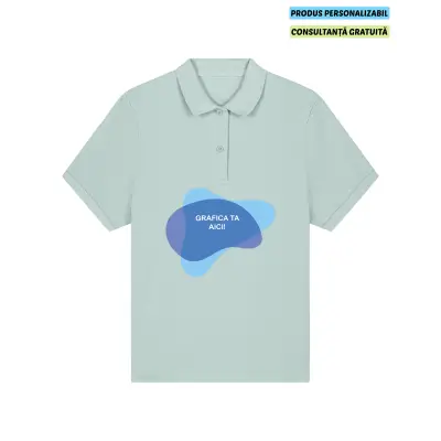 Tricou Polo Dama Coaster Caribbean Blue Personalizat
