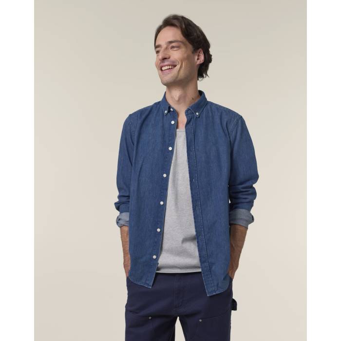 Camasa Barbat Denim Mid Wash Personalizata