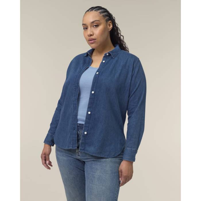 Camasa Dama Denim Mid Wash Personalizata