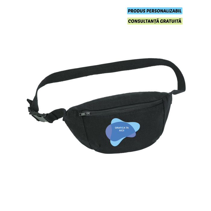 Geanta Unisex Hip Bag Negru Personalizata