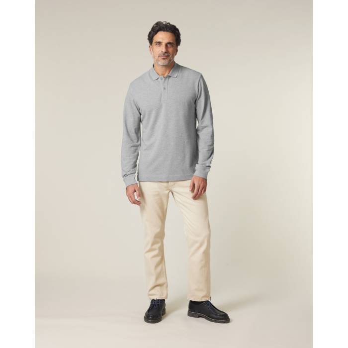 Tricou Polo Unisex Prepster 2.0 Long Sleeve Heather Grey Cala