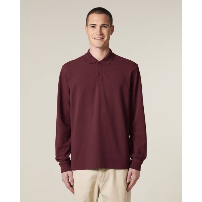 Tricou Polo Unisex Prepster 2.0 Long Sleeve Burgundy Personalizat